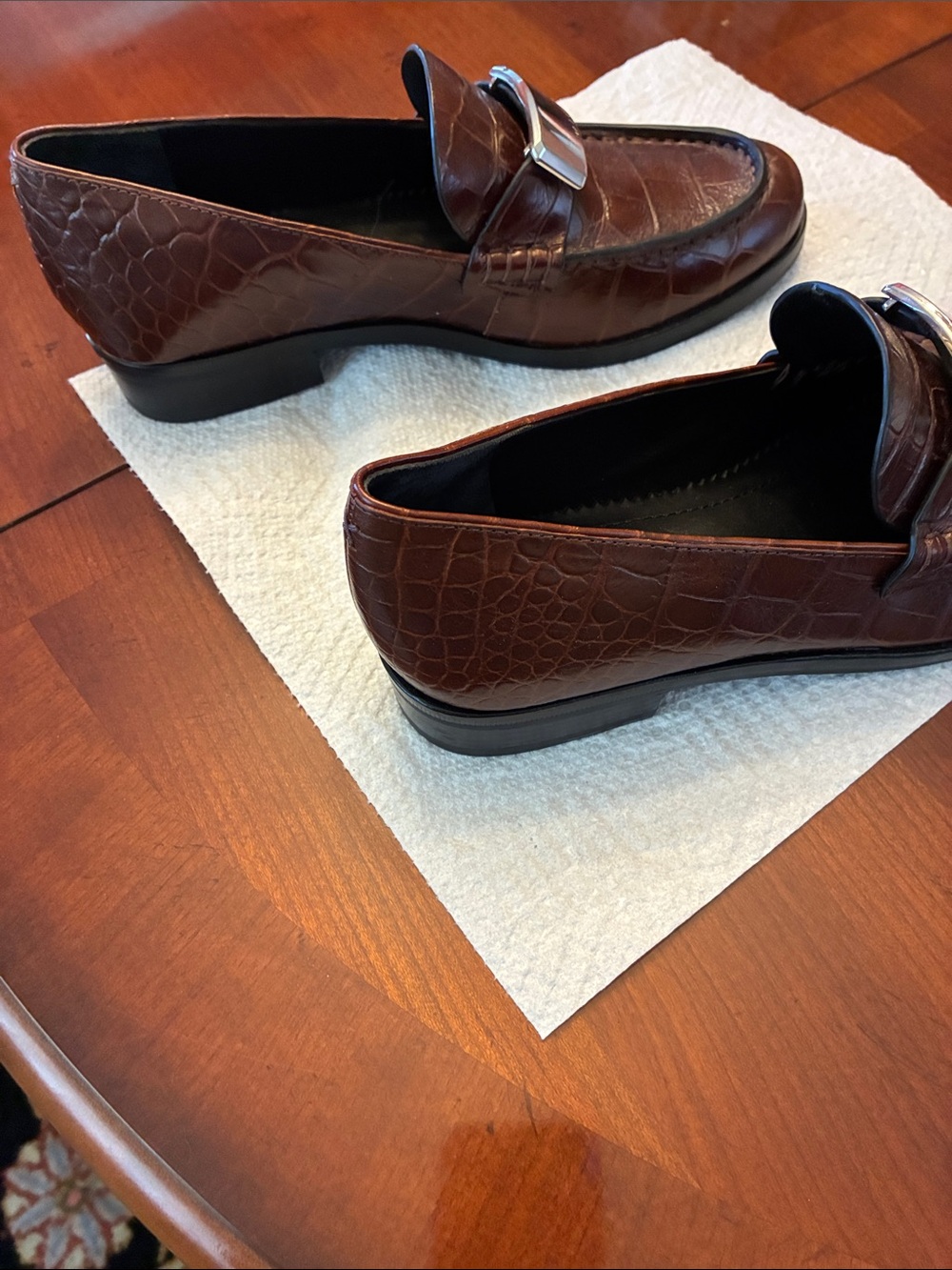 RAG & BONE. GORGEOUS Brown Croc-Embossed Leather Loafers. Size 38. SOFT. NWOT - Picture 10 of 16